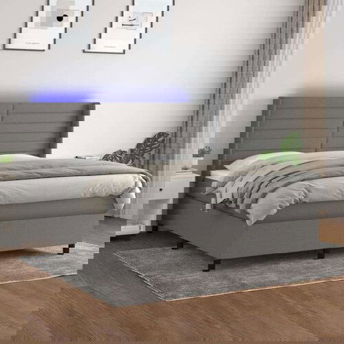  Krevet box spring s madracem LED tamnosivi 160x200 cm tkanina Cene