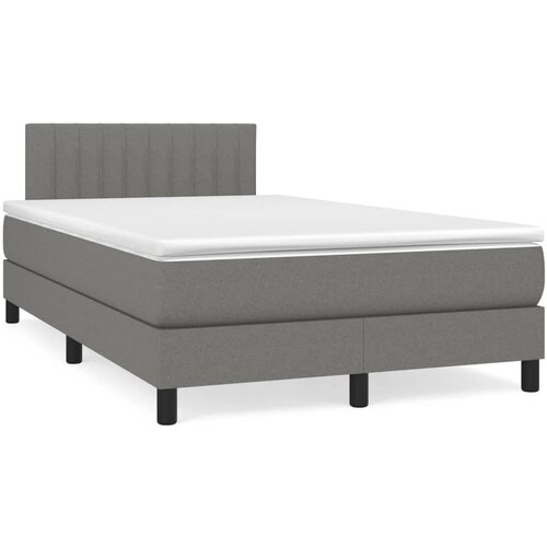 The Living Store Box spring postelja z vzmetnico LED temno siva 120x190 cm blago - Box Spring Postelja, (21497768) Slike