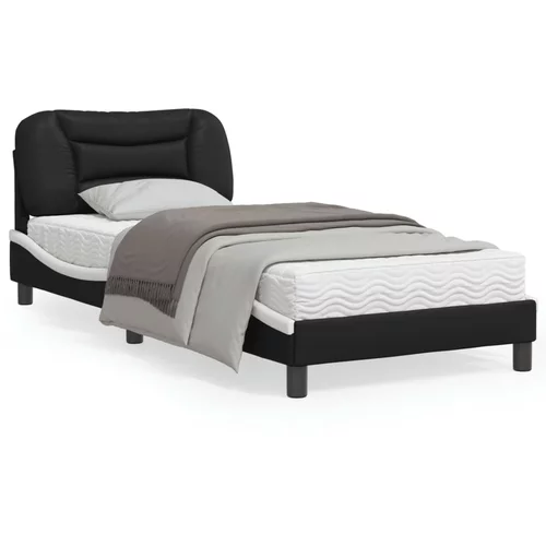 Okvir kreveta s LED svjetlom crno-bijeli 90x190 cm umjetna koža
