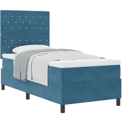 vidaXL Box Spring Krevet s Madracem Tamno Plava 100x200 cm Baršun Cene