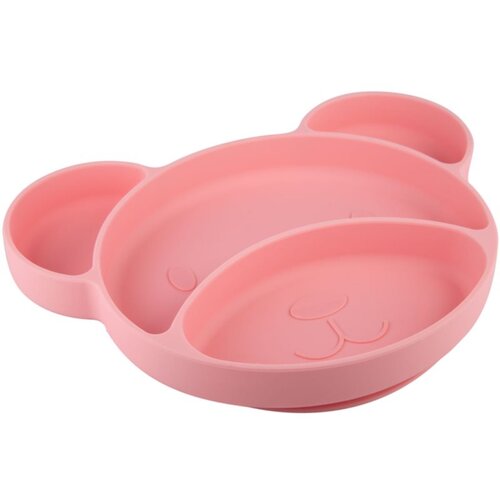 Canpol Suction plate Bear deljeni krožnik s priseskom Pink 500 ml Cene