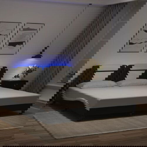 Furnova Posteljni okvir z LED lučkami črno bel 180x200 cm umetno usnje, (21944026) Slike