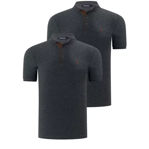 Dewberry DOUBLE SET T8560 MEN'S T-SHIRT-ANTHRACITE-ANTHRACITE