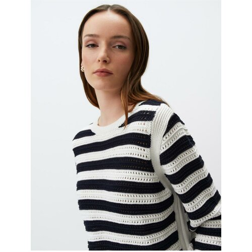 Jimmy Key Ecru Long Sleeve Striped Knitwear Sweater Cene