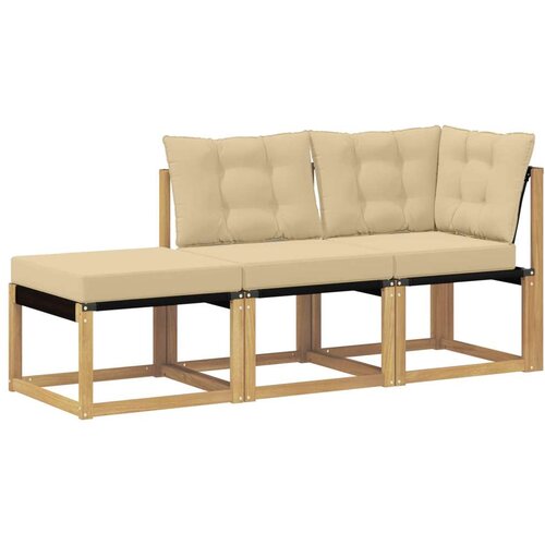  Sekcionalna sofa s jastukom 3 Komad Bijela - Bijela i bež Kutna +sredina +tabure Slike