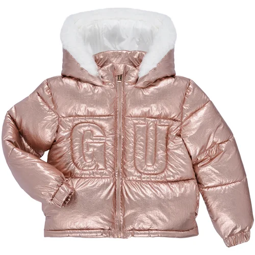 Guess HOODED PADDED LS PUFFER W/ZIP Ružičasta