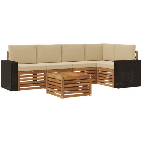 vidaXL Kotna sedežna garnitura z blazino 6 pcs Naravna in bež, (5000283823) Cene