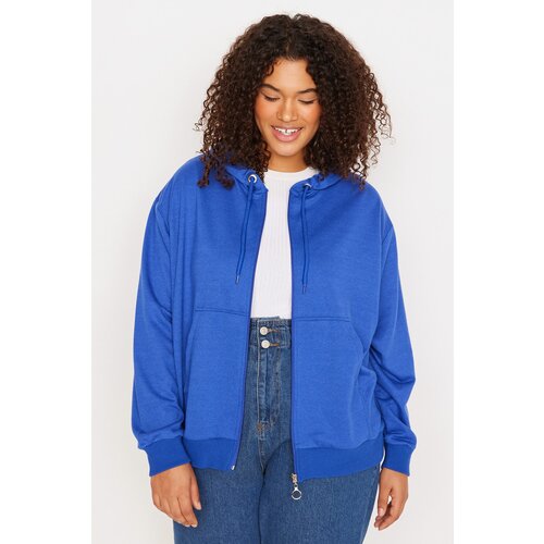 Trendyol Curve Plus Size Sweatshirt - Blue - Oversize Slike