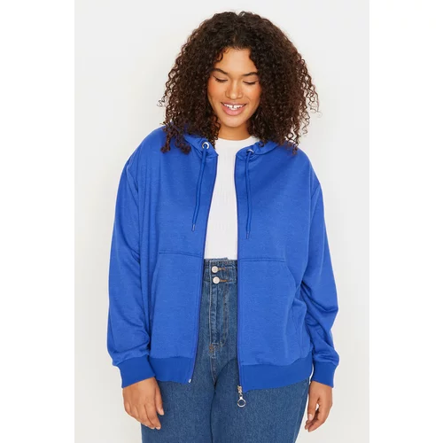 Trendyol Curve Plus Size Sweatshirt - Blue - Oversize