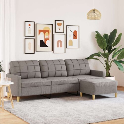 VidaXL Trosjed s tabureom smeđesivi 210 cm od tkanine Slike