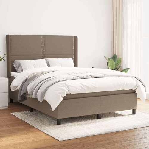  Box spring postelja z vzmetnico taupe 140x190 cm blago, (20791981) Cene