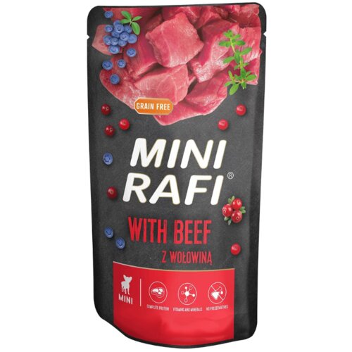 Rafi vlažna hrana za pse mini adult grain free sa govedinom u kesici 150g Slike