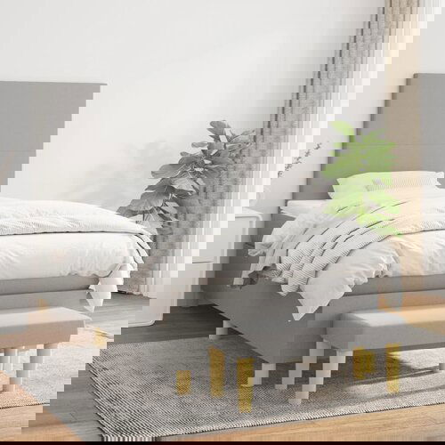 The Living Store Box spring postelja z vzmetnico svetlo siva 90x190 cm blago - Box Spring Postelja, (21437646) Slike