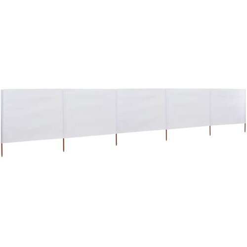  Vjetrobran s 5 panela od tkanine 600 x 160 cm pje&amp;scaron;čano bijeli Slike