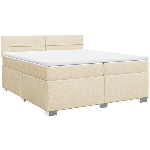 VidaXL Krevet s oprugama i madracem krem 200 x 200 cm od tkanine Slike