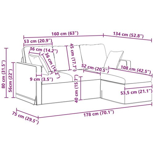 SOFA Crna Sveukupne dimenzije: 178 x 134 x 80 cm (&amp;Scaron; x Dub x V) Slike
