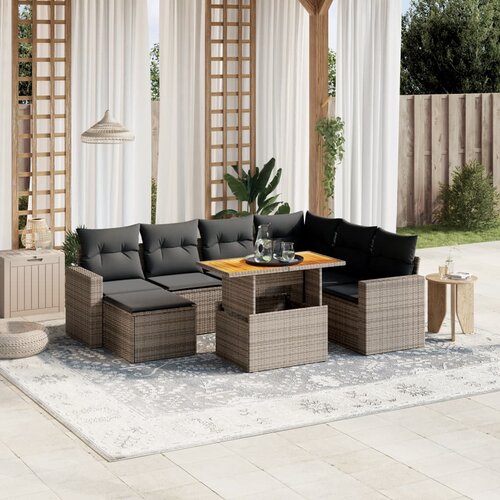 vidaXL 8-dijelni set vrtnih sofa od poliratana s jastucima sivi Cene