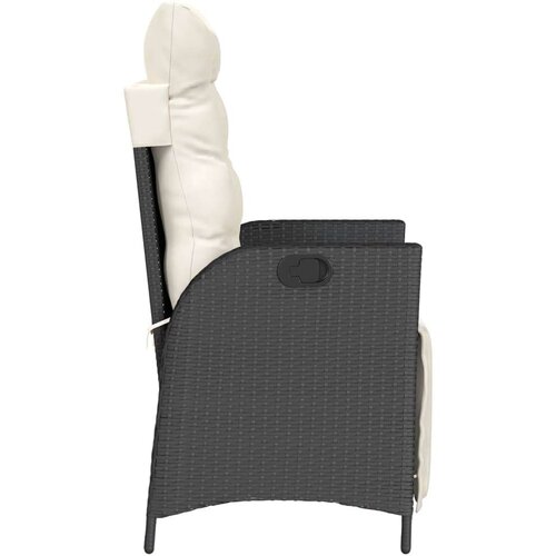  3-dijelni bistro set s jastucima crni od poliratana - Crna i krem 1 Slike