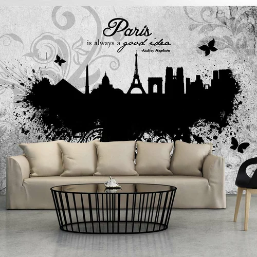  tapeta - Paris is always a good idea - black and white 200x140