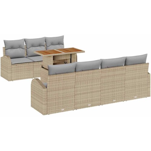 vidaXL Vrtna sedežna garnitura s shranjevanjem 8 pcs Bež Poly ratan, (5000145354) Cene