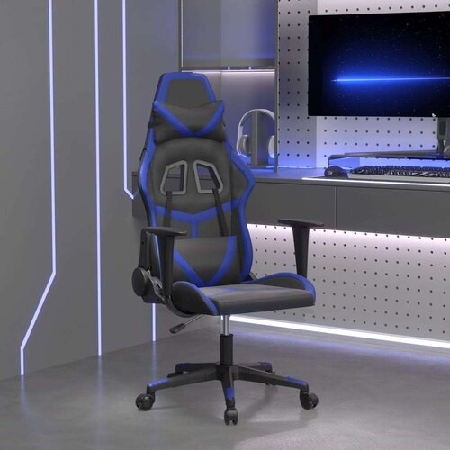  Masažni gaming stol črno in modra umetno usnje Slike