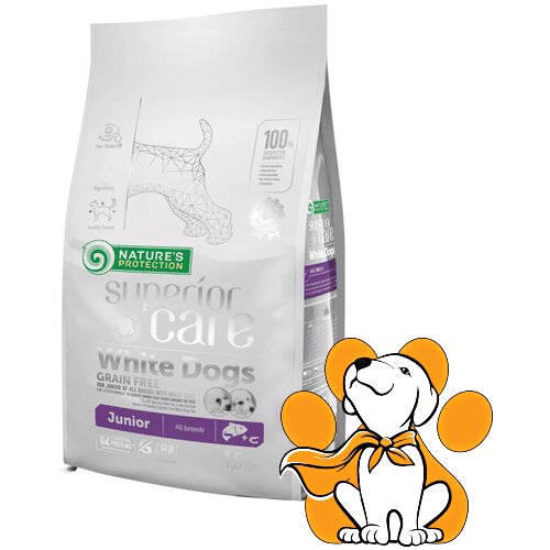 Nature's Protection White Dog Junior Losos 1.5kg, Za Štence Svetle Boje Dlake Slike