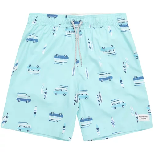 Abercrombie & Fitch Kupaće hlače morsko plava / akvamarin / bijela