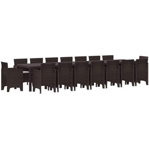 vidaXL Vrtna jedilna garnitura s blazinami z blazino 17 pcs Rjava PP, (5000153924) Cene