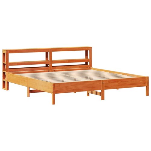 VidaXL Posteljni okvir z vzglavjem vo&amp;scaron;čeno rjava 180x200 cm borovina, (21303956) Slike