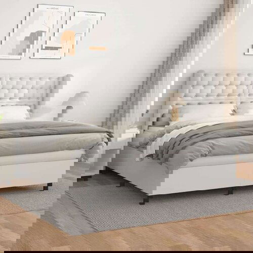  Box spring postelja z vzmetnico bela 180x200 cm umetno usnje, (20999232) Slike