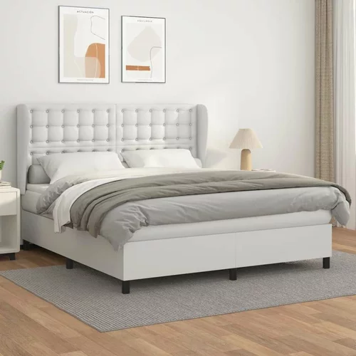  Box spring postelja z vzmetnico bela 180x200 cm umetno usnje, (20999232)