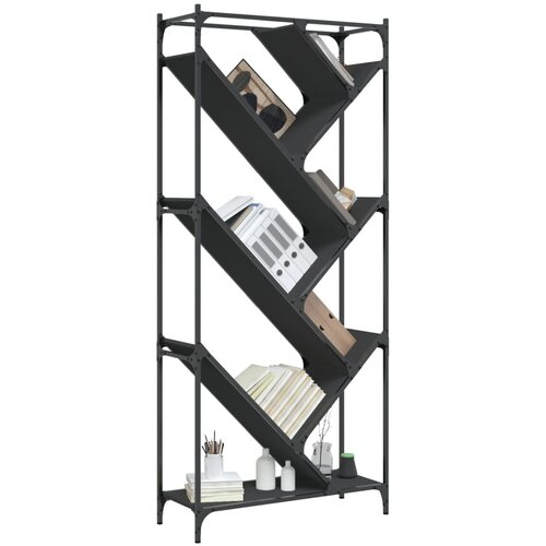  Regal za knjige crni 79 x 30 x 180 cm konstruirano drvo i metal Slike