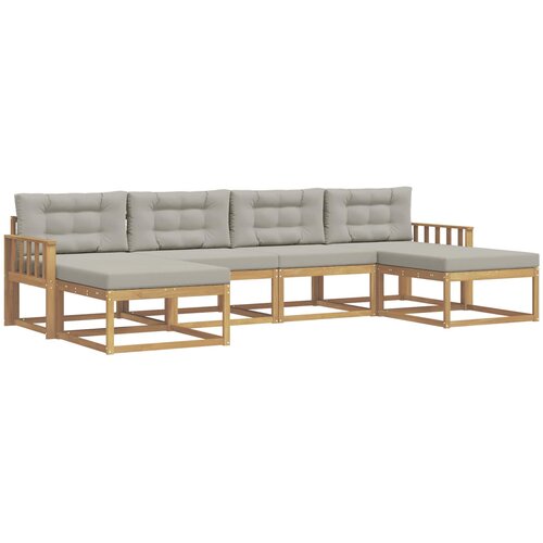  Set vanjskih sofa 6 kom. Bijela i svjetlosiva Smeđa 329 x 162,5 x 73 cm Slike