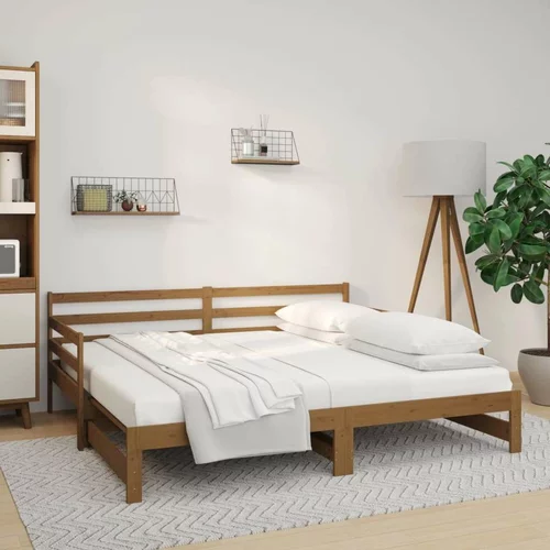  Izvlečna dnevna postelja medeno rjava 2x(90x190) cm borovina, (20726388)