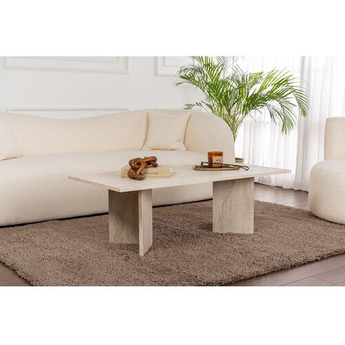 Kalune Design Bež klubska mizica v polsijajnem dekorju 60x119 cm Sabin &amp;ndash; Slike