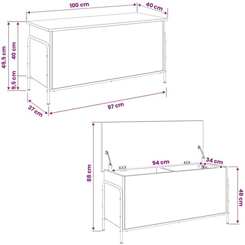  Kutija za spremanje Siva Sonoma 80 x 40 x 49,5 cm Slike