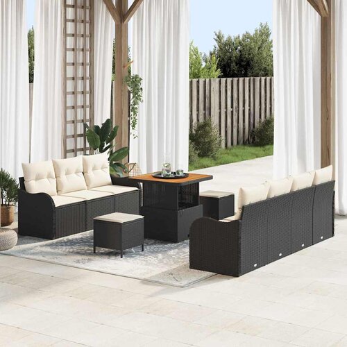  Sjedeća garnitura za vrt 10 kom. Bež poliratan 231 x 62 x 85 cm Slike