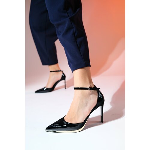 LuviShoes BOLEYN Women's Black Patent Leather Pointed Toe High Heel Shoes Slike