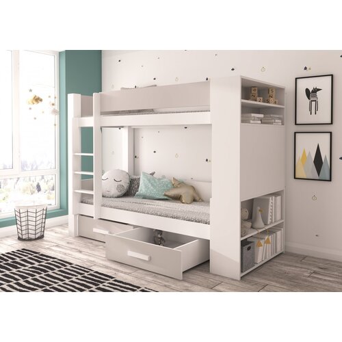 ADRK Krevet na kat GARET za 2 osobe s madracima 200x90 94 cm - BIJELA-SIVA Cijene