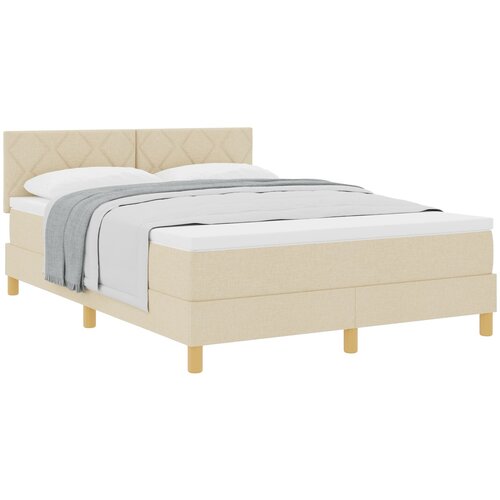 VidaXL Krevet s kutijom s madracem krem 140x190 cm tkanina Slike