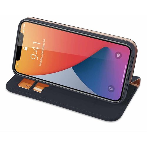 Dux ducis Wish Bookcase etui iz pravega usnja za iPhone 12 Pro Max, moder Slike
