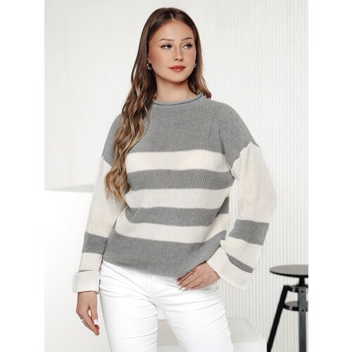DStreet Sweter damski LINEZZA szaro-biały Cene