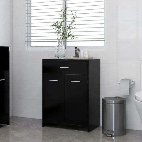 vidaXL Kopalniška omarica črna 60x33x80 cm iverna plošča Cene