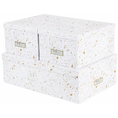 Bigso Box of Sweden Komplet 3 škatel za shranjevanje v zlati in beli barvi Inge