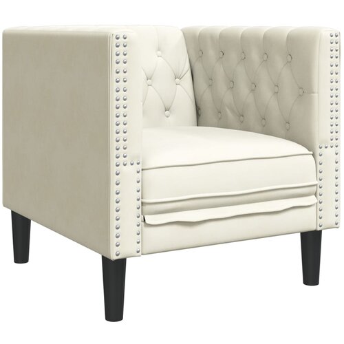 vidaXL Chesterfield sofa fotelja krem baršun - Krema 1 1 sjedalo Cene