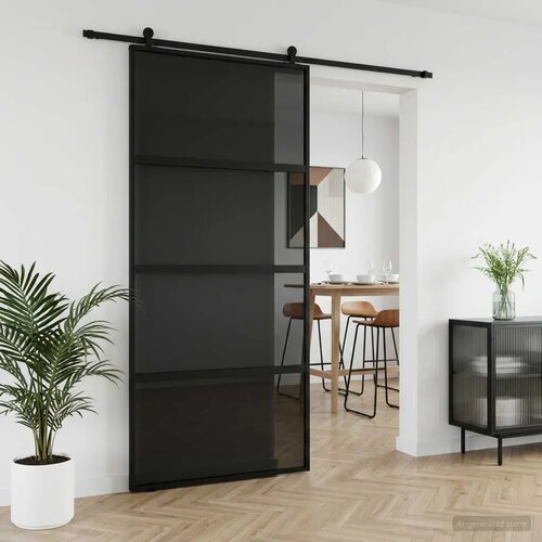  Klizna vrata 102.5 x 205 cm Kaljeno Staklo i Aluminij - Crna 102 5 x 205 cm Tamno prozirno Cijene