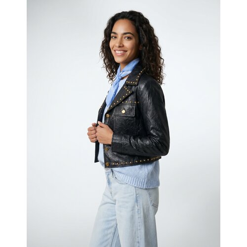 Michael Kors Usnjene jakne &amp;amp; Sintetične jakne STUDDED FX LEATHER JKT Črna Slike