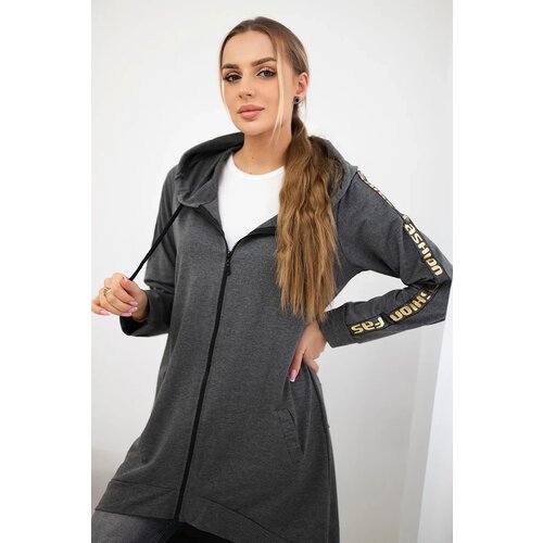 Kesi Zip-up sweatshirt in graphite melange back Cene