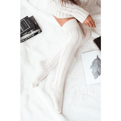 Milena Ladies Knee Highs Braided Ecru Slike