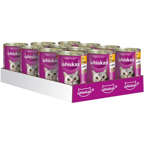 Whiskas 1+ pločevinke 24 x 400 g - 1+ s pi&scaron;čancem v želeju Cijene